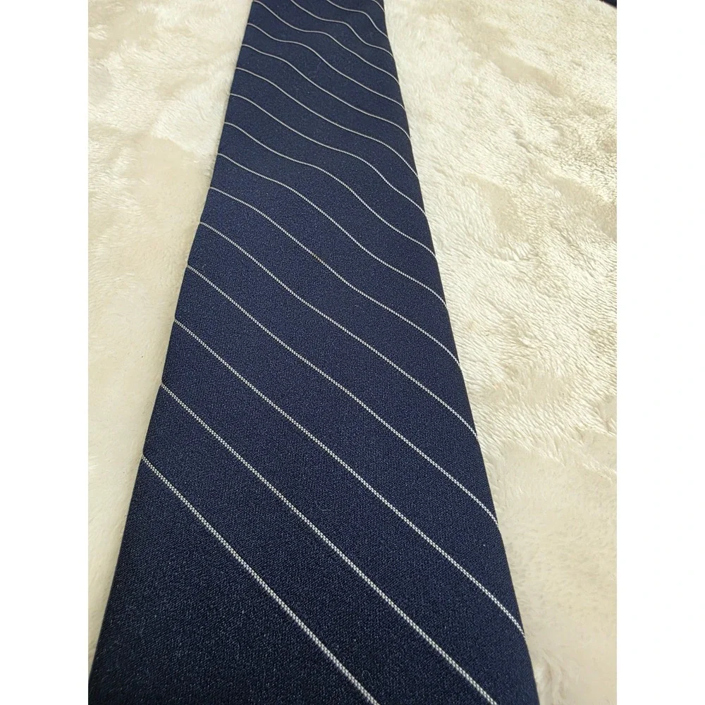 Sabatini‎ Mens Silk Blend Necktie Navy Blue White Diagonal Pinstripe Formal Tie